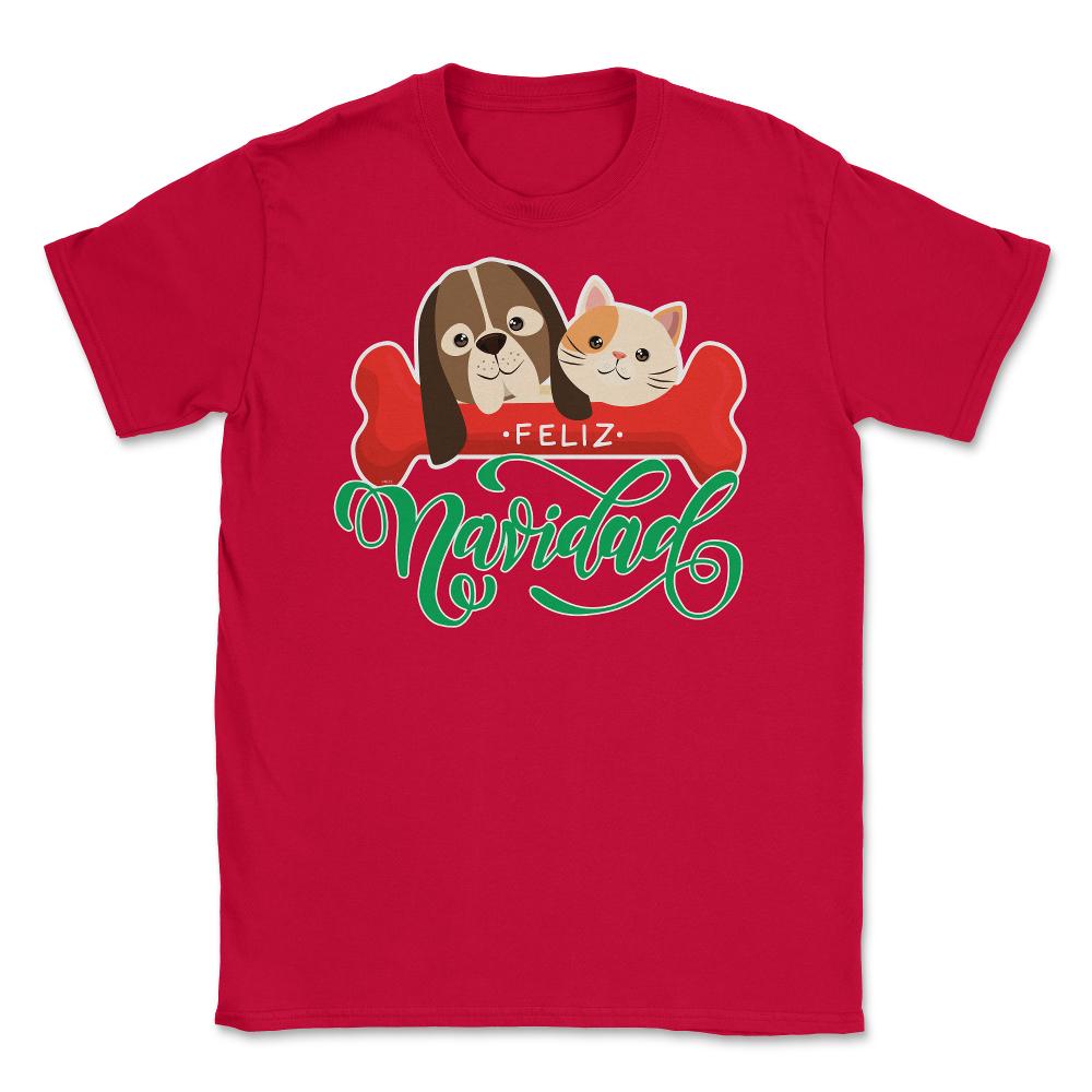 Pet Lovers Felíz Navidad Funny T-Shirt Tee Gift Unisex T-Shirt - Red