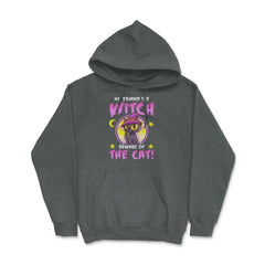 Beware of the Cat Cute Halloween Black Kitten Gift Hoodie - Dark Grey Heather