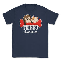 Pet Lovers Merry Christmas Funny T-Shirt Tee Gift Unisex T-Shirt - Navy