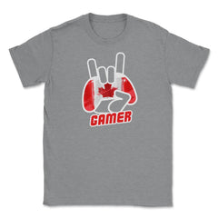Canadian Flag Gamer Fun Humor T-Shirt Tee Shirt Gift Unisex T-Shirt - Grey Heather
