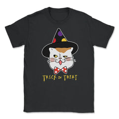 Trick or Treat Cat Face Funny Halloween costume Unisex T-Shirt - Black