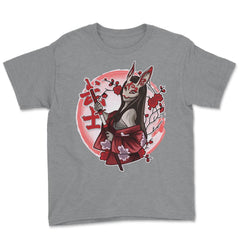 Kitsune Mask Japanese Anime Women Samurai Bunny Mask graphic Youth Tee - Grey Heather