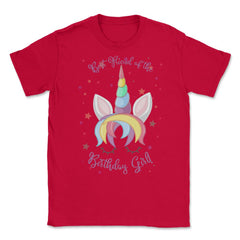 Best Friend of the Birthday Girl! Unicorn Face product Unisex T-Shirt - Red
