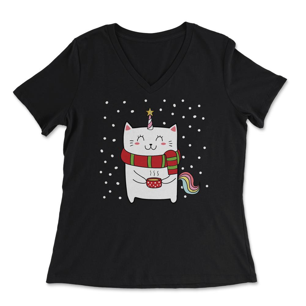 Christmas Caticorn design Novelty Gift products Tee - Women's V-Neck Tee - Black