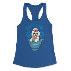 Shih Tzu Cup of Pup Cute Funny Puppy graphic Women's Racerback Tank - Royal