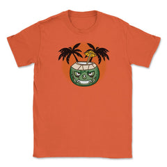 Hawaiian Halloween Coconut Face Jack O Lantern Scary print Unisex - Orange