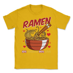 Ramen Bowl 10% noodles 90% love Japanese Aesthetic Meme graphic - Gold