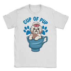 Shih Tzu Cup of Pup Cute Funny Puppy graphic Unisex T-Shirt - White