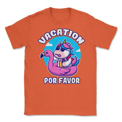 Vacation Por Favor Kawaii Unicorn On Flamingo Floater print Unisex - Orange