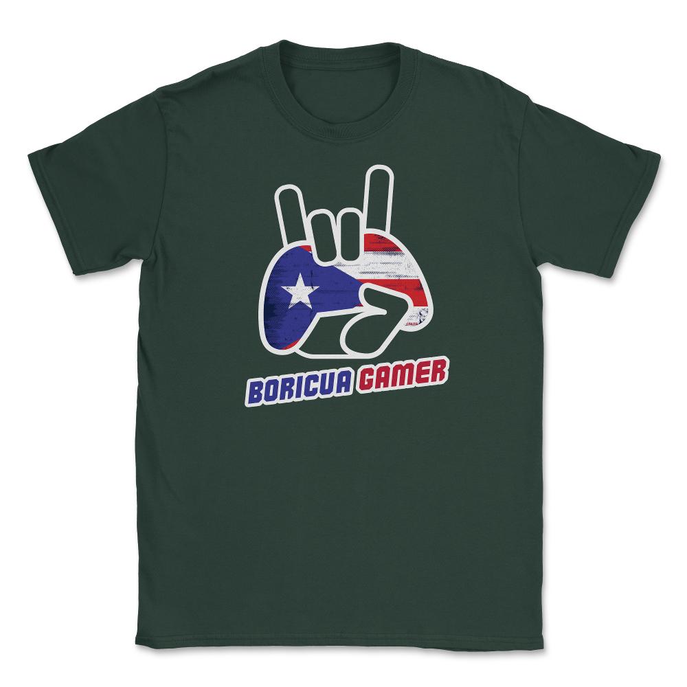 Puerto Rico Flag Boricua Gamer Fun Humor T-Shirt Tee Shirt Gift - Forest Green