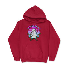 Chillin’ Snowman Meditating Funny Xmas Novelty Gift design Hoodie - Red