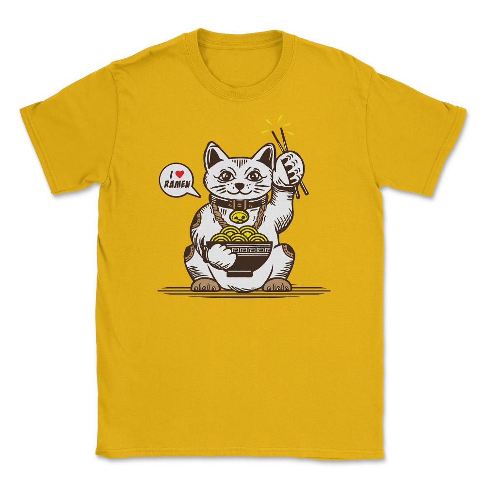 Ramen Lover Cat Funny Gift print Unisex T-Shirt - Gold