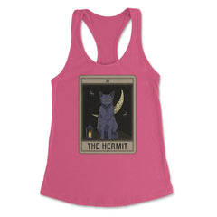 The Hermit Cat Arcana Tarot Card Mystical Wiccan graphic Women's - Hot Pink