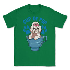 Shih Tzu Cup of Pup Cute Funny Puppy graphic Unisex T-Shirt - Green