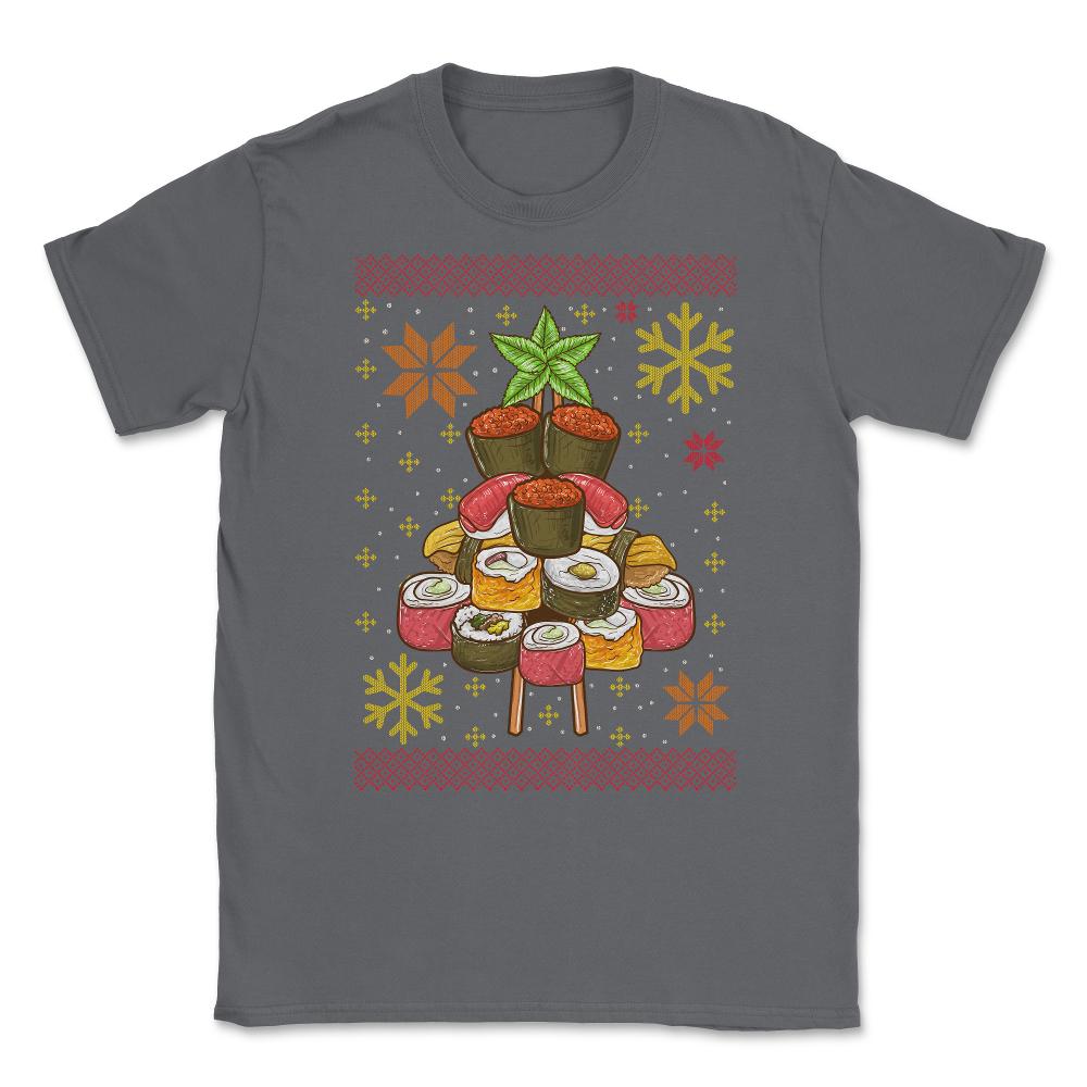 Sushi Ugly Christmas Tree Sweater Style Funny Humo Unisex T-Shirt - Smoke Grey