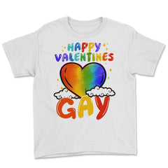 Happy Valentines Gay Rainbow Pride Gift print Youth Tee - White
