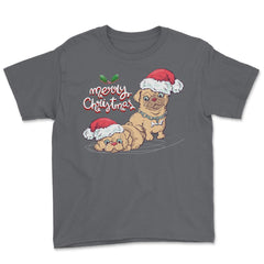 Merry Christmas Doggies Funny Humor T-Shirt Tee Gift Youth Tee - Smoke Grey