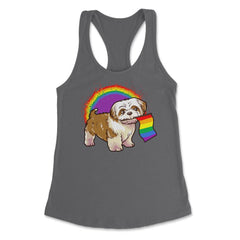 Funny Shih Tzu Dog Rainbow Pride design Women's Racerback Tank - Dark Grey