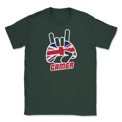 British Flag Gamer Fun Humor T-Shirt Tee Shirt Gift Unisex T-Shirt - Forest Green