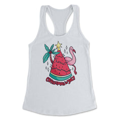 Christmas in July Funny Summer Xmas Tree Watermelon design Women's - White