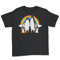 Rainbow Gay Penguin Family Cute Pride Gift graphic Youth Tee - Black