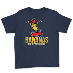 Bananas are My Spirit Fruit Funny Banana Skater graphic Youth Tee - Navy