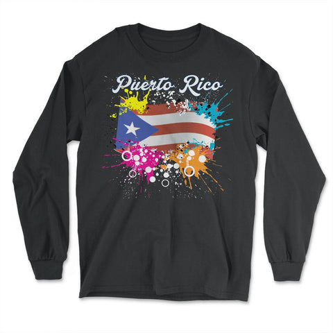 Puerto Rico Flag Vintage Style Boricua design by ASJ product - Long Sleeve T-Shirt - Black