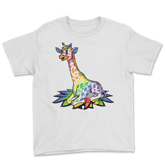 Rainbow Giraffe Gay Pride Gift product Youth Tee - White