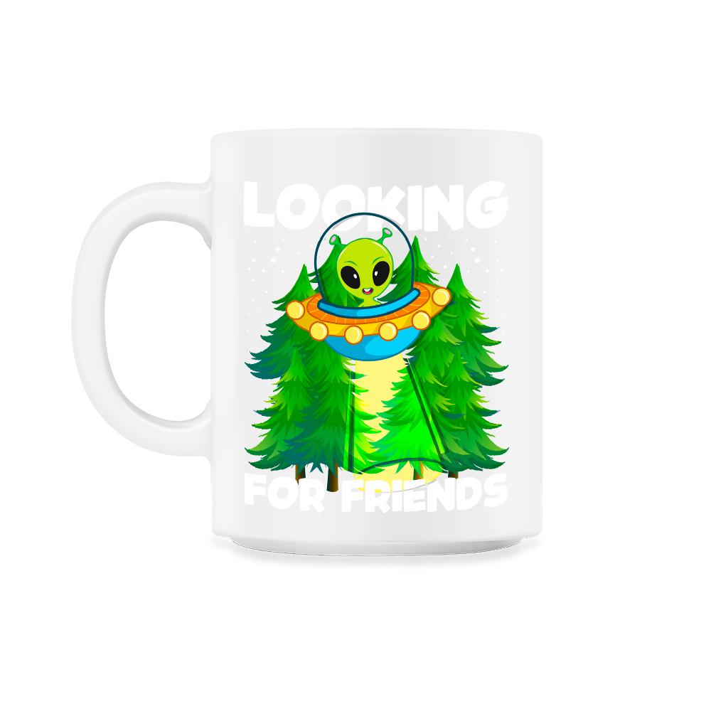 Alien in Spaceship Looking For Friends Funny Design graphic - 11oz Mug - White