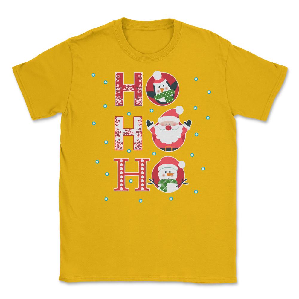 HO HO HO Christmas Funny Humor T-Shirt Tee Gift Unisex T-Shirt - Gold