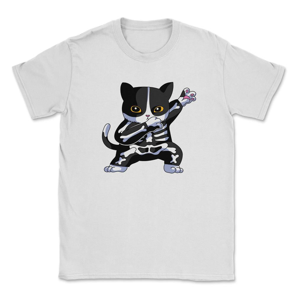Cat Dabbing in Halloween Skeleton Costume Funny Cute product Unisex - White
