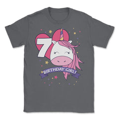 Birthday Girl! Unicorn 7th Birthday graphic design Gifts Unisex - Smoke Grey