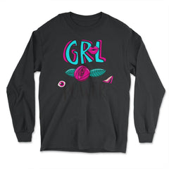 GRL Power graphic Feminist print - Long Sleeve T-Shirt - Black