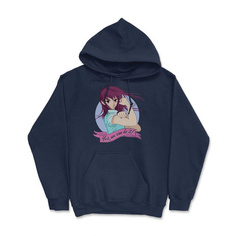 Yes we can do it! Anime Feminist Girl Hoodie - Navy