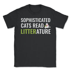 Sophisticated Cat Reading a Book Funny Gift product - Unisex T-Shirt - Black