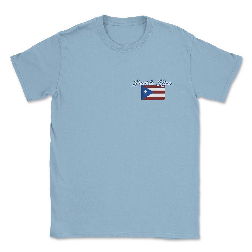Puerto Rico Flag Rounded Edges Pocket graphic Unisex T-Shirt - Light Blue