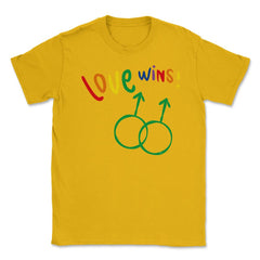 Love wins! Men t-shirt Gay Pride Month Shirt Tee Gift Unisex T-Shirt - Gold