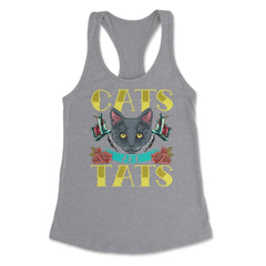 Cats and Tats Vintage Old Style Tattoo design print Women's Racerback - Heather Grey