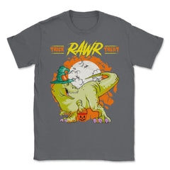 Trick Roar Treat Halloween Funny T-Rex Dinosaur Unisex T-Shirt - Smoke Grey