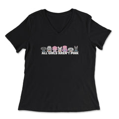 Demigirl All Girls Aren’t Pink Female & Agender Color Flag P graphic - Women's V-Neck Tee - Black