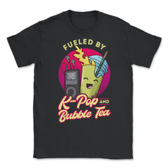 Fueled by K-Pop & Bubble Tea Cute Kawaii print Unisex T-Shirt - Black