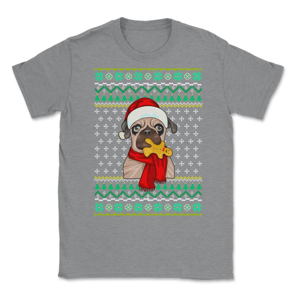 French Bulldog Ugly Christmas Sweater Funny Humor Unisex T-Shirt - Grey Heather