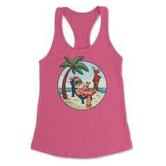 Summer Santa Claus at the Beach Tropical Vacations Funny print - Hot Pink