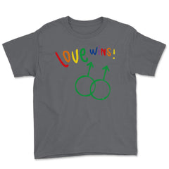 Love wins! Men t-shirt Gay Pride Month Shirt Tee Gift Youth Tee - Smoke Grey