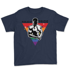 Fueled by Pride Gay Pride Guy in Rainbow Triangle2 Gift design Youth - Navy