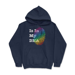 Is In My DNA Rainbow Flag Gay Pride Fingerprint Design graphic Hoodie - Navy