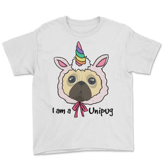 I am a Unipug graphic Funny Humor pug gift tee Youth Tee - White