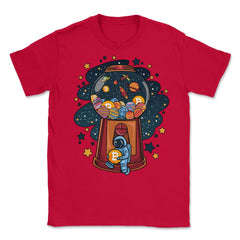 Bitcoin & Planets Gumball Machine Astronaut Hilarious Theme print - Red