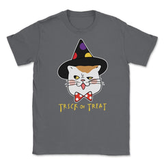 Trick or Treat Cat Face Funny Halloween costume Unisex T-Shirt - Smoke Grey