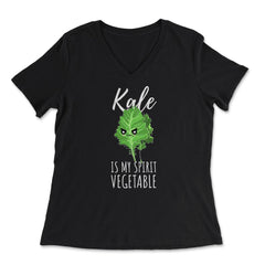 Kale is My Spirit Vegetable Funny Humor print - Women's V-Neck Tee - Black